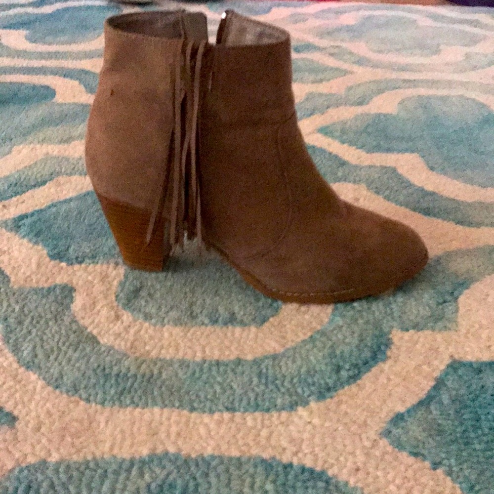 High heeled tan boots